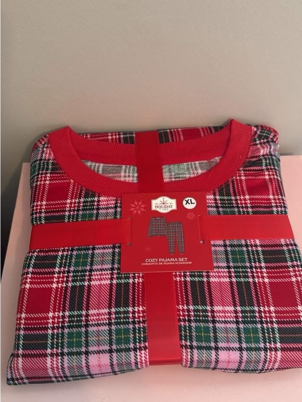 Holiday Cozy Plaid Pajama Set - Red, Green, Pink